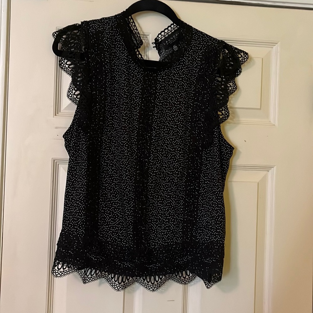 Polka dot and lace detail top